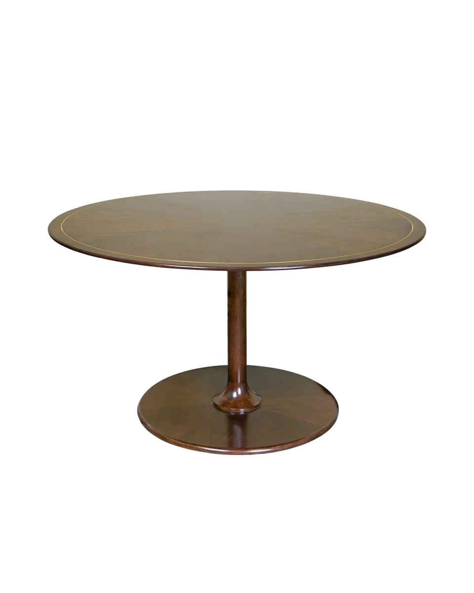 walnut inlaid round table by Birdie Fortescue