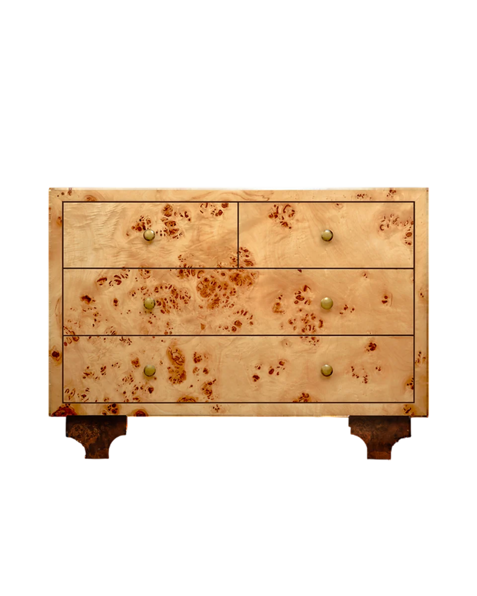 four-drawer chest in burr by The Trove