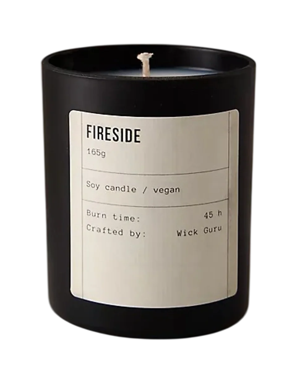 fireside scented glass candle by Wick Guru