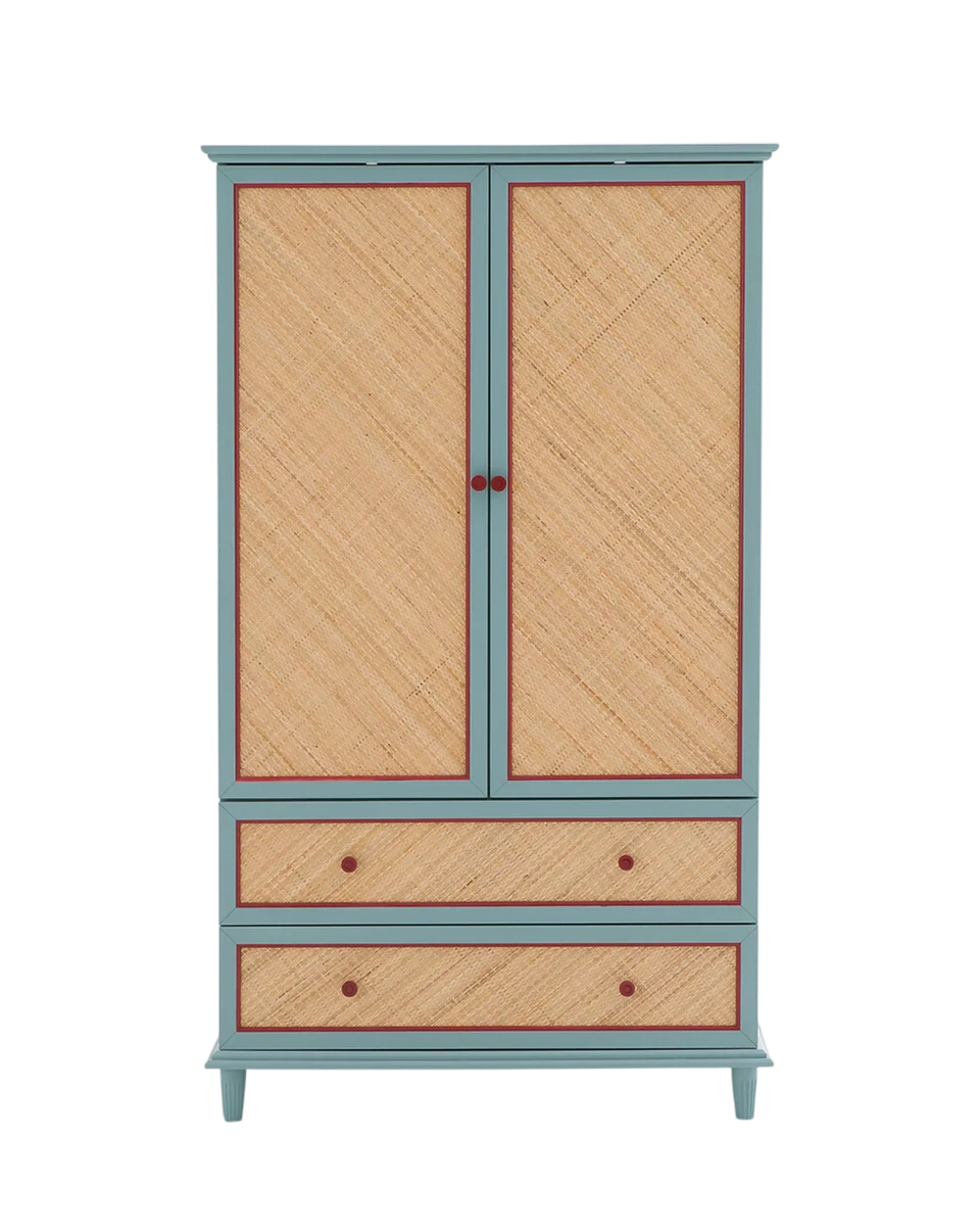 blue wardrobe with woven rattan by LA REDOUTE INTERIEURS