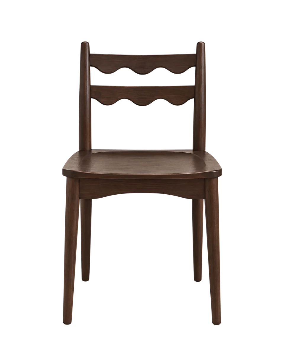 ripple wood dining chair in chocolate by Dunelm, view 3