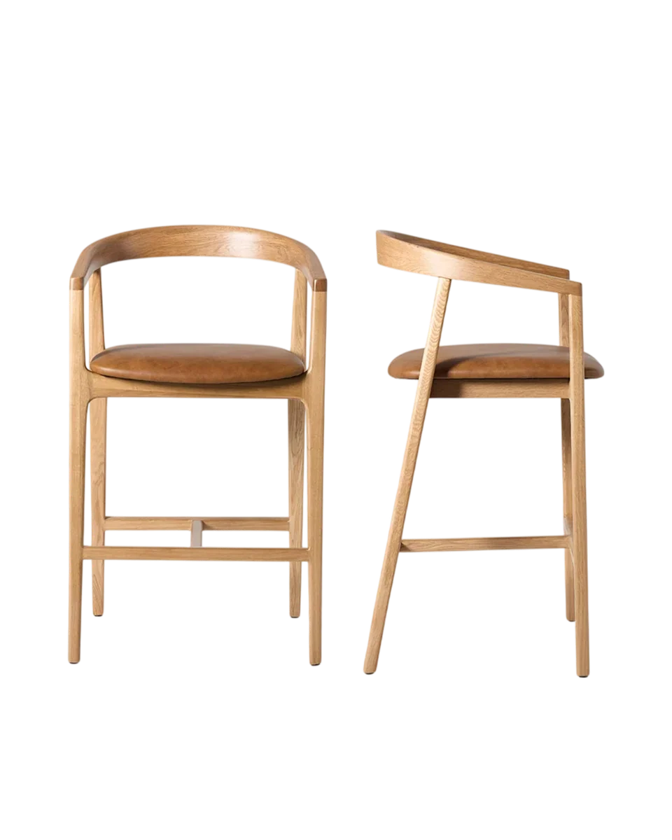 oak armed bar stools x 2 by Swyft, view 2