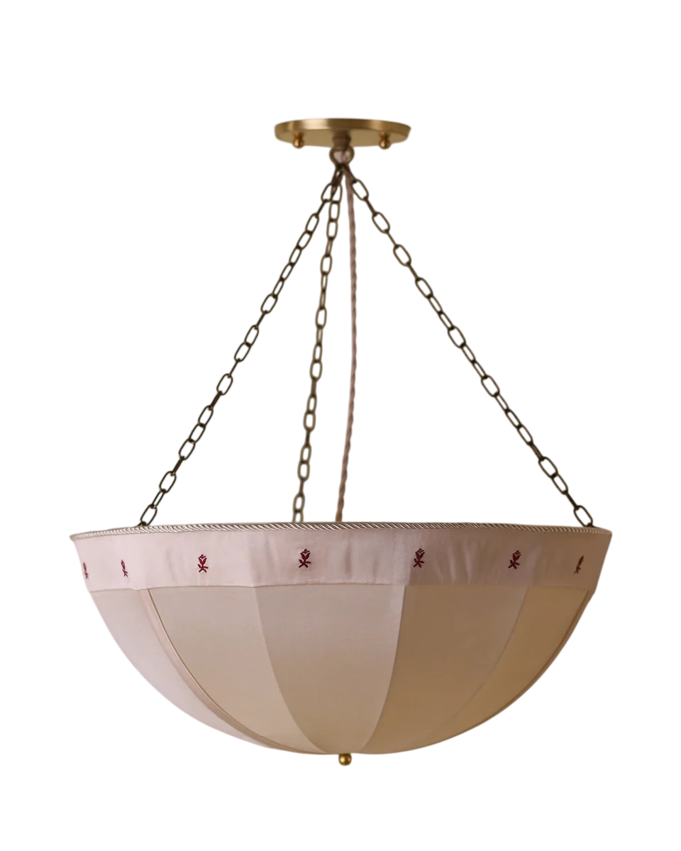 silk tented pendant light by Huey