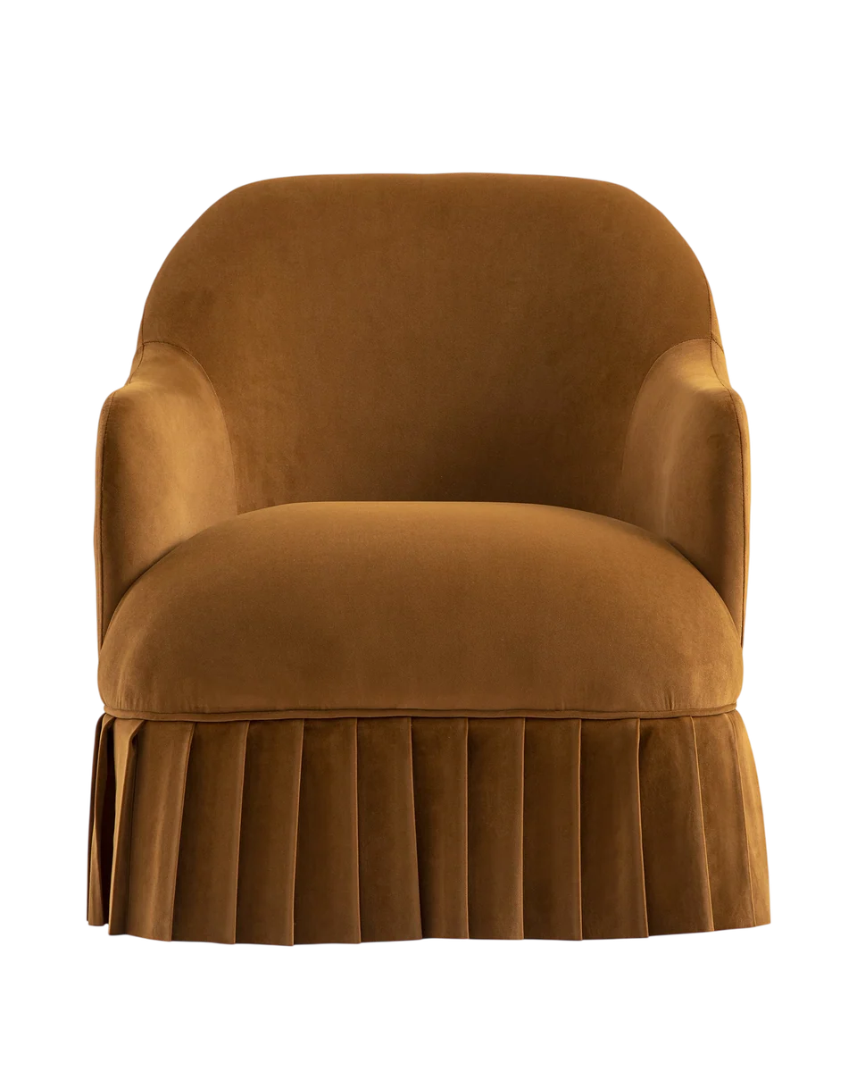 velvet skirted armchair by Daals