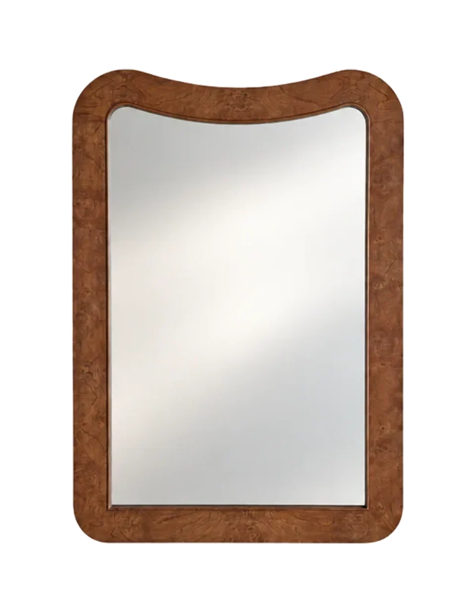 inverted curve burl mirror