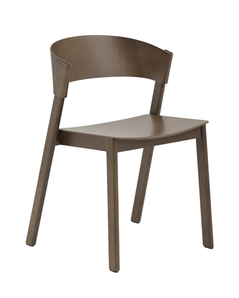 curved wooden dining chair in dark oak by Westwing, view 3