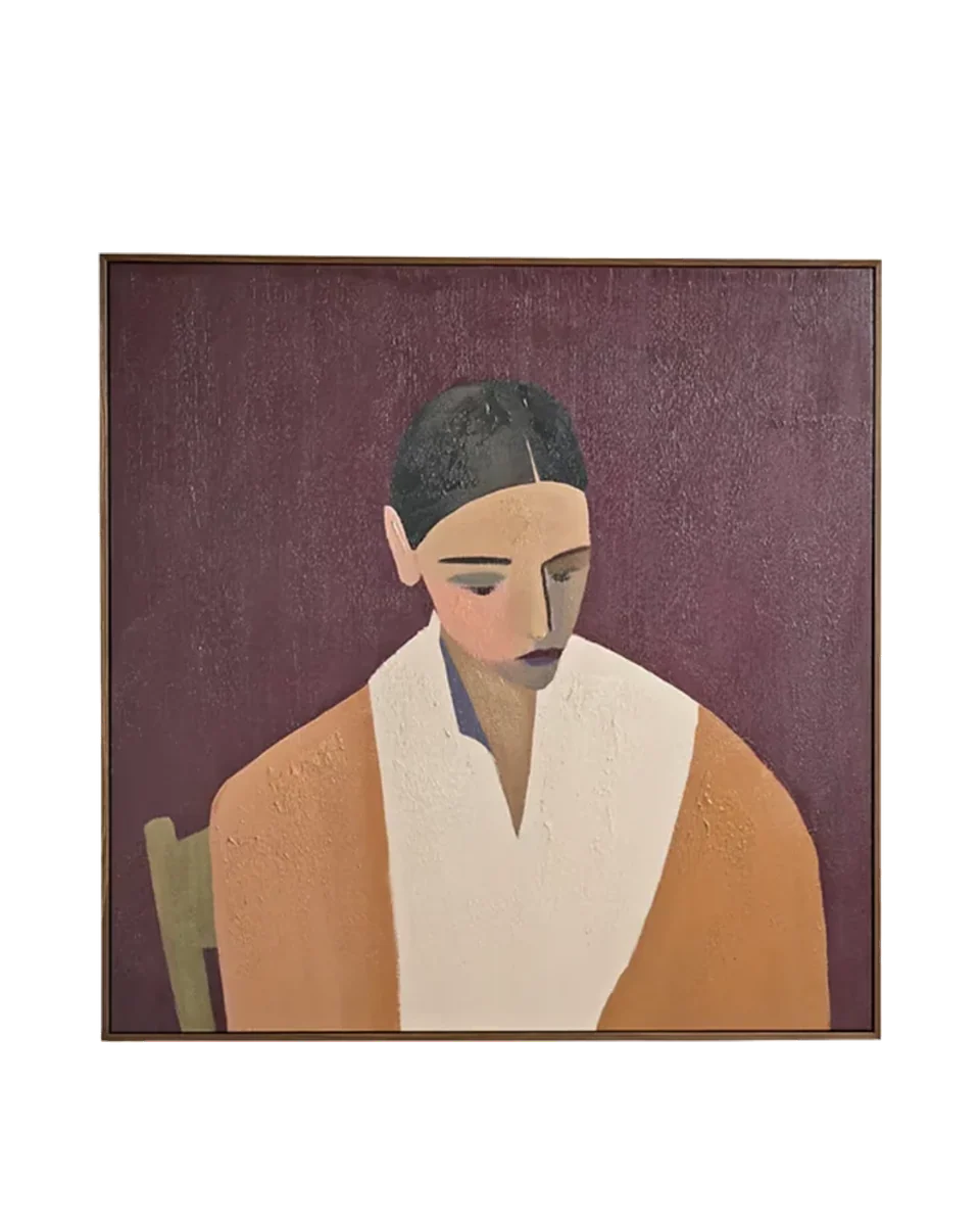 pensive lady framed canvas