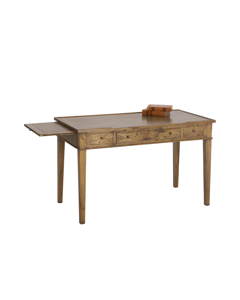 oak desk with pull-out shelves by OKA