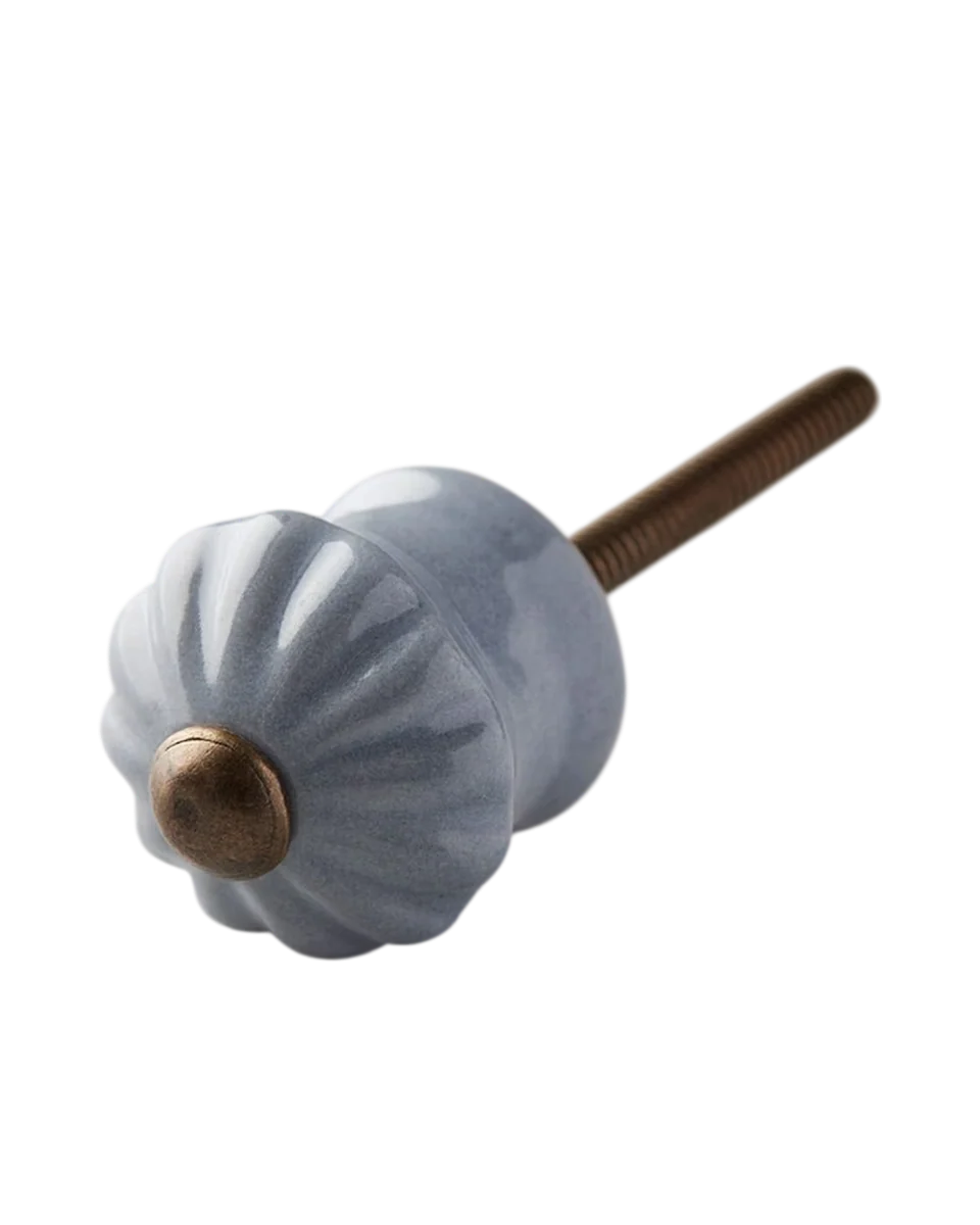 blue scalloped ceramic knob in blue by Cox & Cox