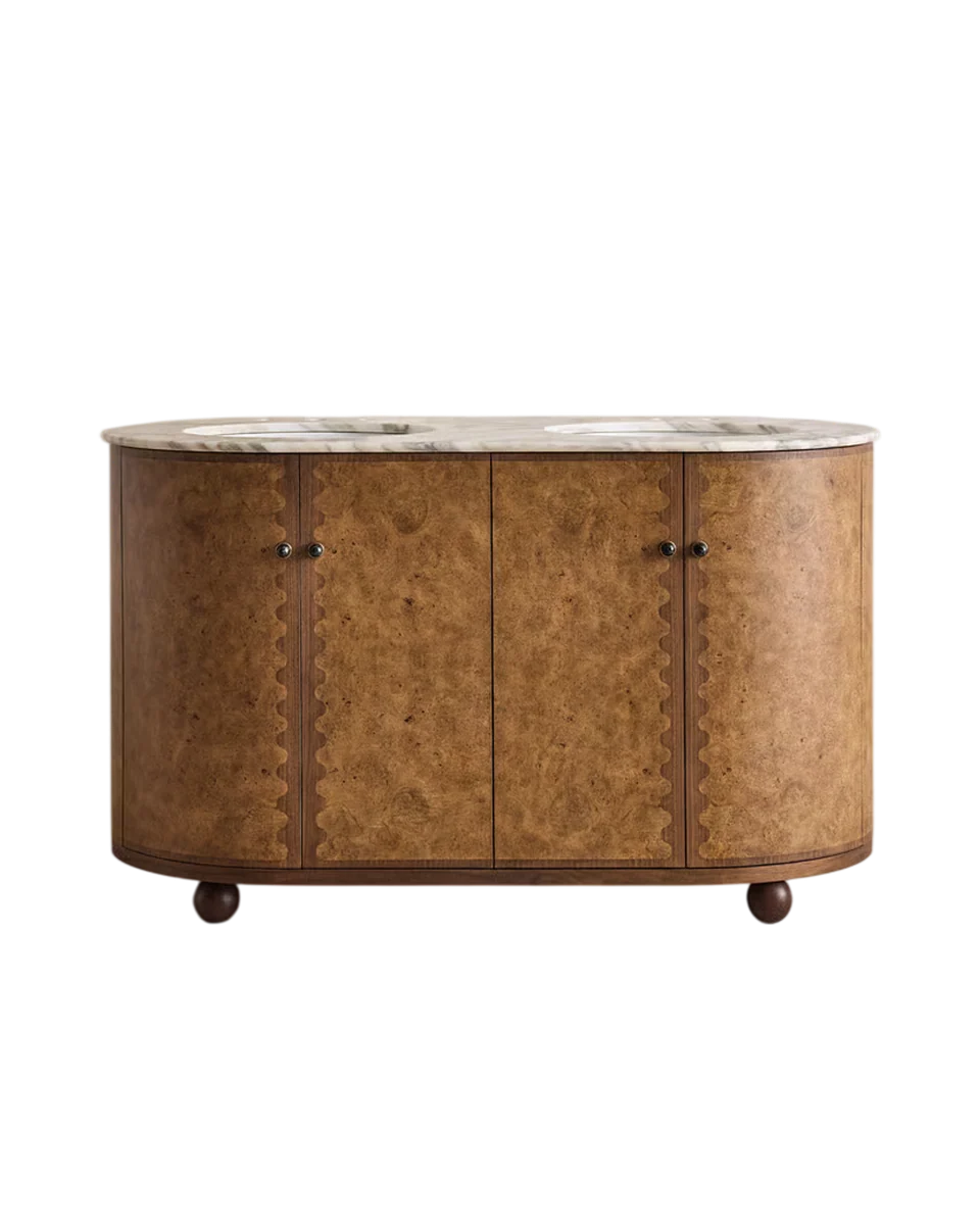 marble top surved double vanity by Soho Home