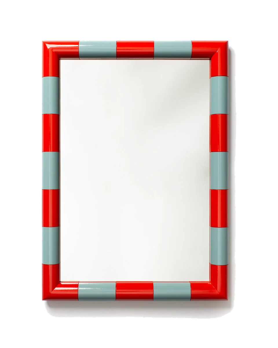 lacquered turned-wood baton mirror in multi by Folie Chambre