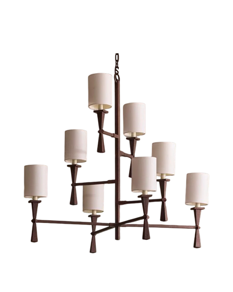 mid-century rust iron chandelier in rust by Vaughan
