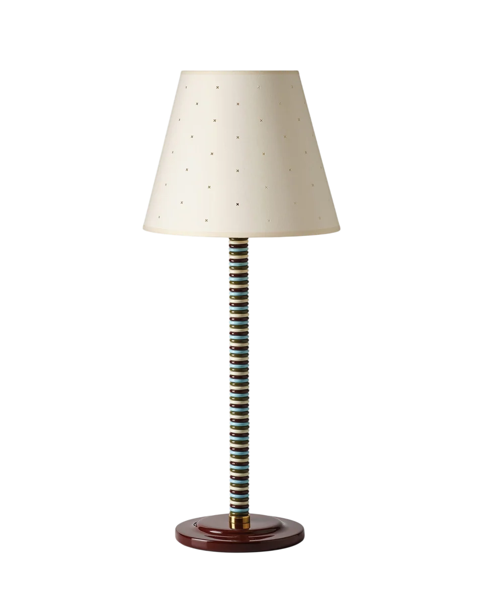 striped lacquered table lamp by MATILDA GOAD & CO.