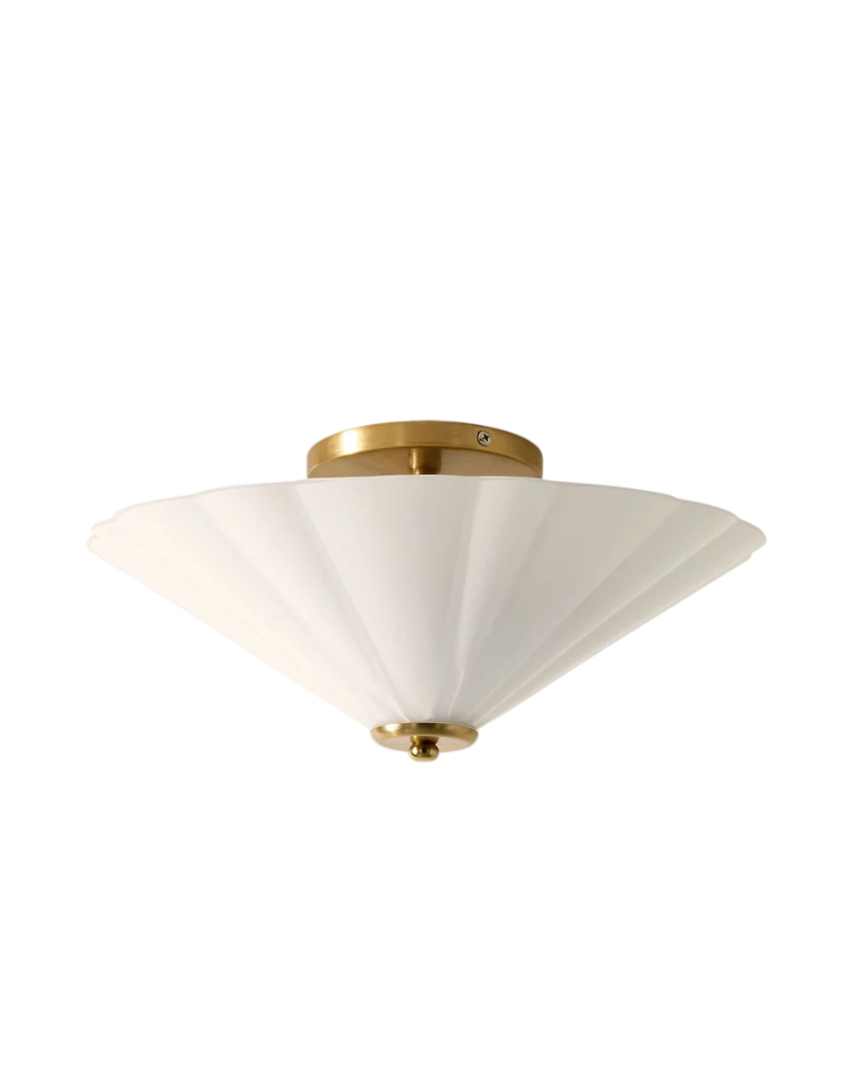 rippled milk glass flush ceiling light in bronze by West Elm