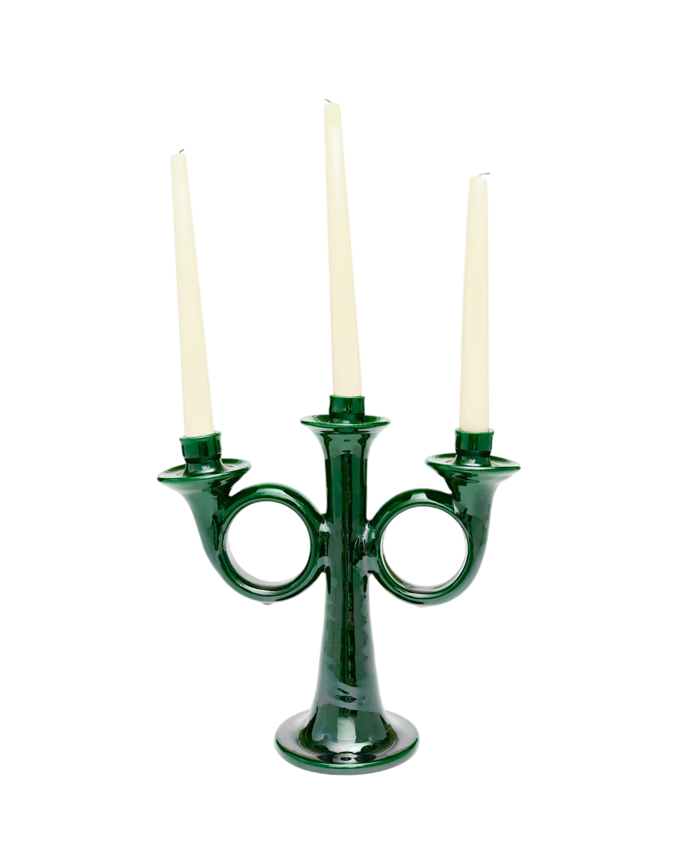 glazed ceramic candelabra by Porta, view 2