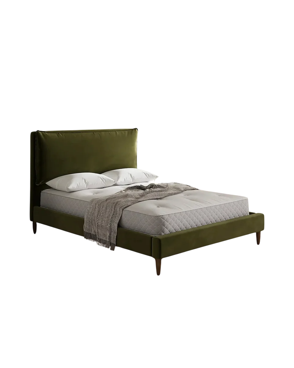 cushioned headboard velvet bed