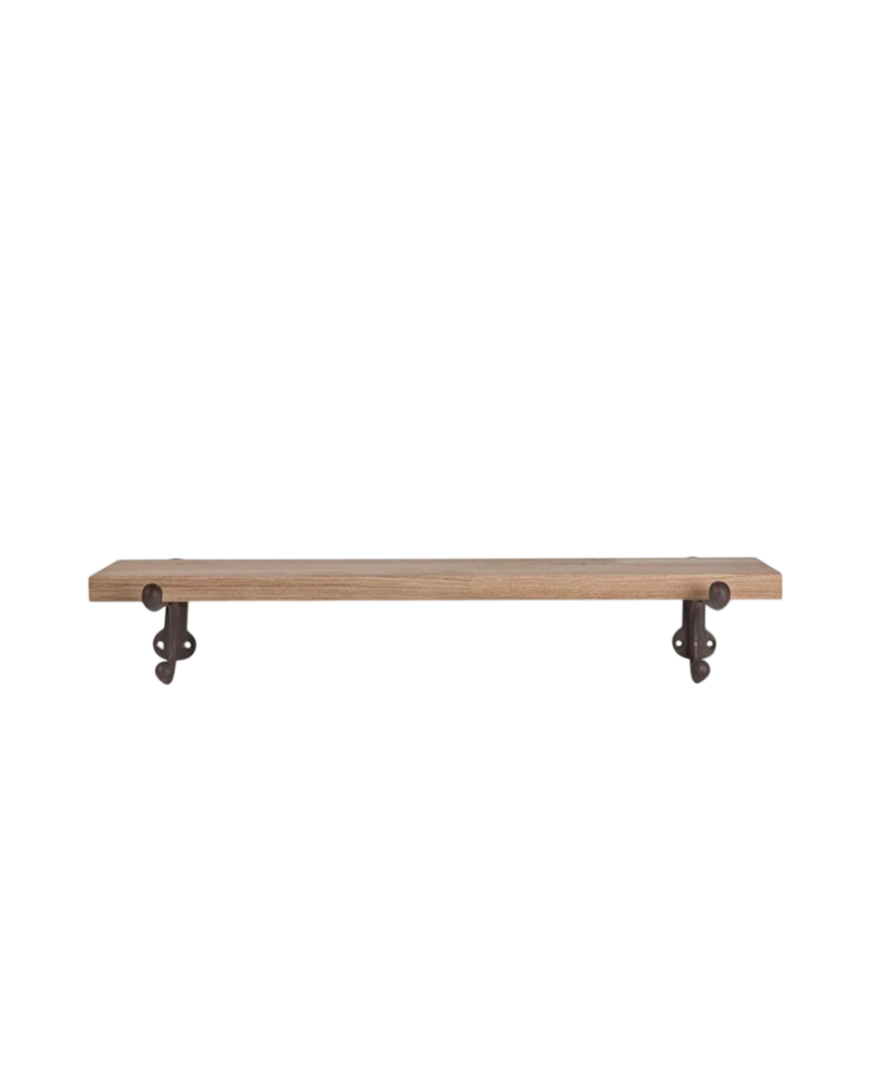 oak shelf with cast iron brackets