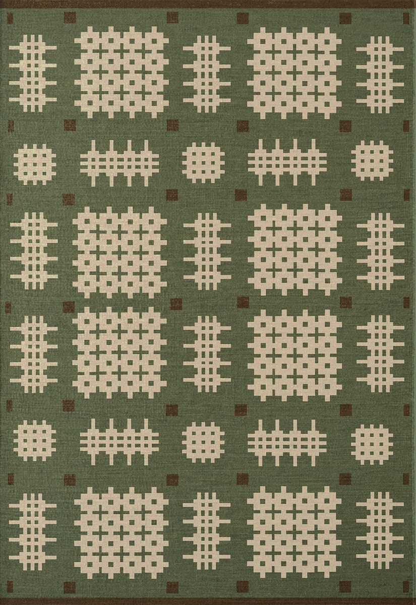 green patterned wool rug by Layered